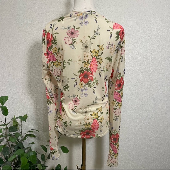 🌸 Avec Les Filles Floral Mesh Long Sleeve Top - Picture 3 of 12